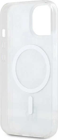 Mbështjellës DKNY IML Checkered Mono Pattern & Printed Stripes MagSafe për iPhone 15 Plus / 14 Plus, Bezhe