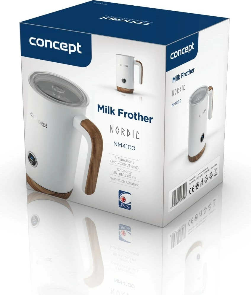 Spumatore qumështi Concept NM4100 NORDIC, 240 ml, Bardhë/Dru