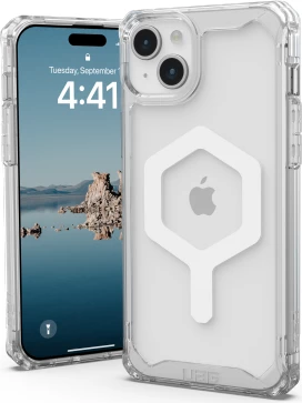 Mbështjellës UAG Plyo MagSafe për iPhone 15 Plus, transparent dhe bardhë