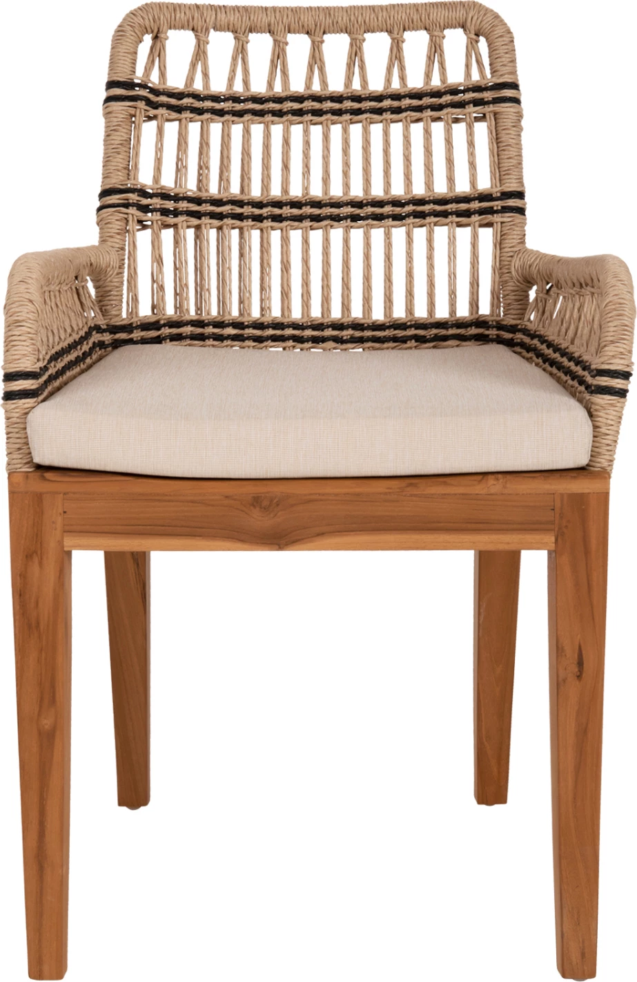 Karrige me krahë STARDOM, dru tik dhe litar, ngjyrë natyrale me detaje antraciti, FH9760.02, 57x65x83cm