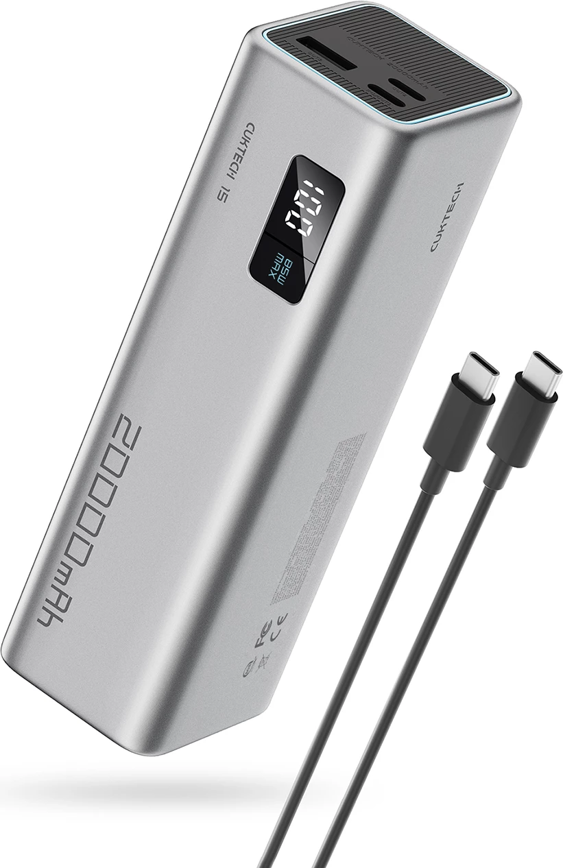 Powerbank Cuktech CUKP200XGLGR, 20000mAh, 100W, 2x USB-C, 1x USB-A, Gri
