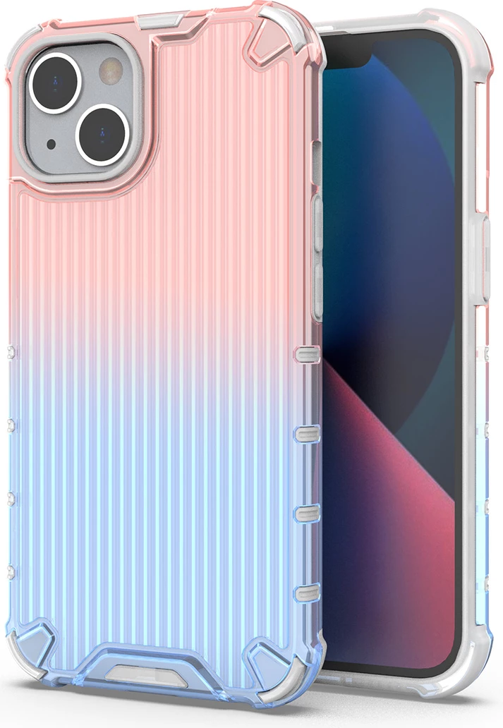 Mbështjellës Hurtel Ombre Protect Case për iPhone 14 Plus, rozë-kaltër