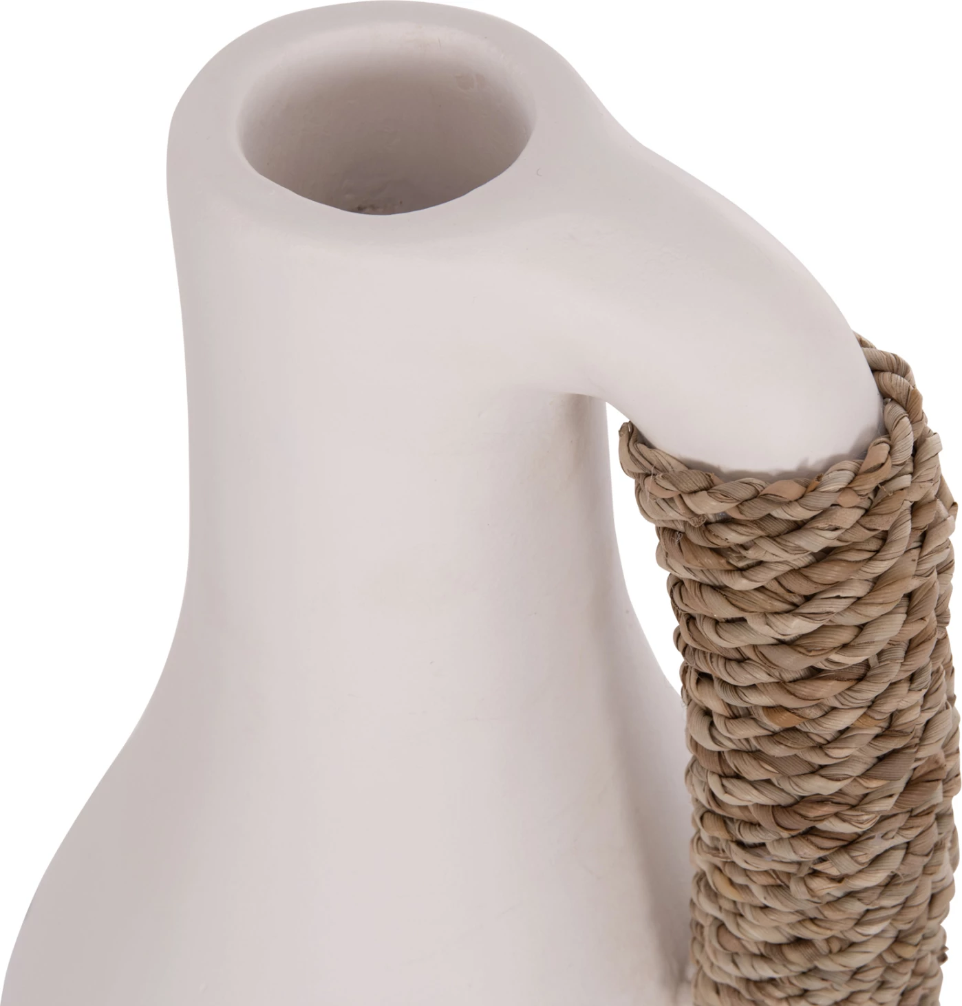 Vazo dekorative tavoline CAMMER, terrakotë e bardhë, dorezë me ratan, FH4687.02L, 18x39cm