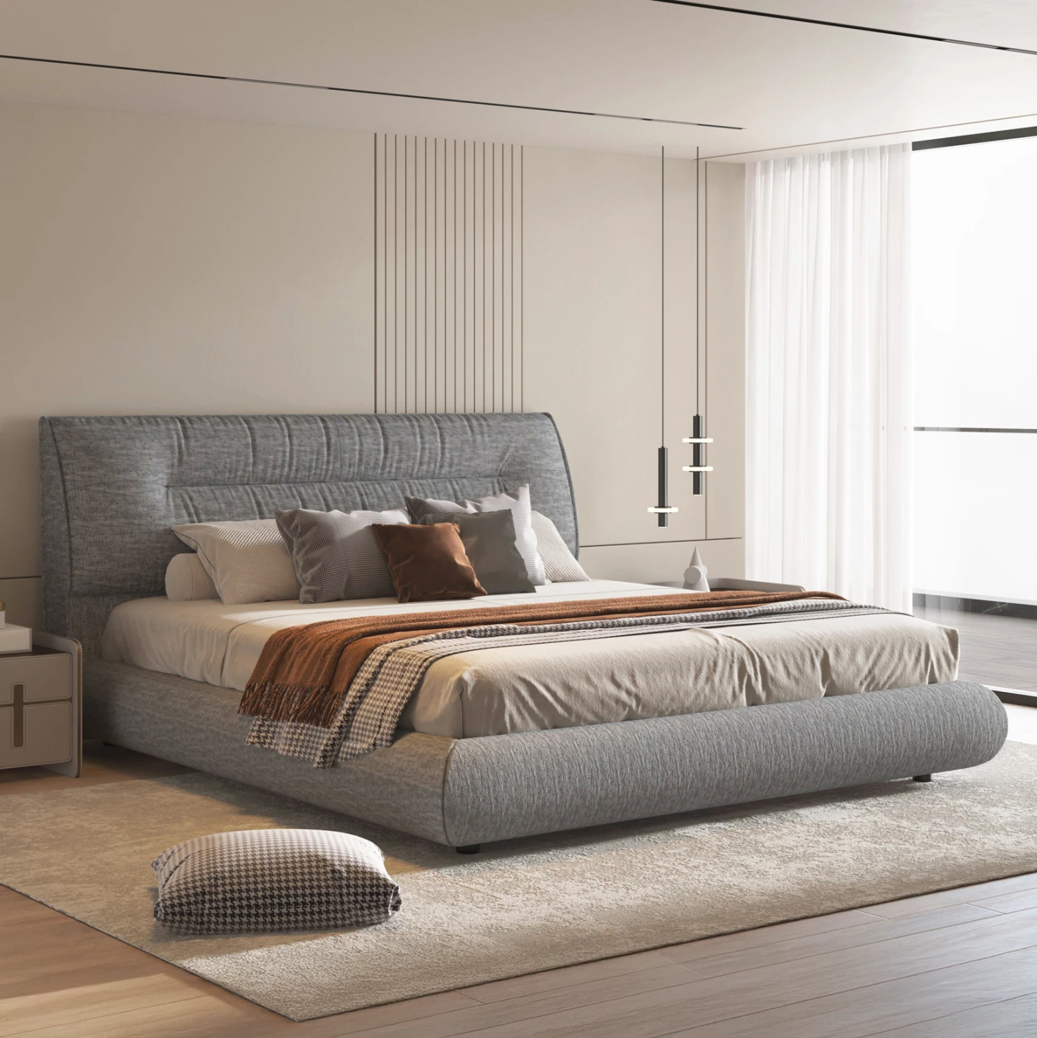 Krevat ASCOTT me hapësirë për depo, material gri, CD736.01, për dyshek 160x200cm