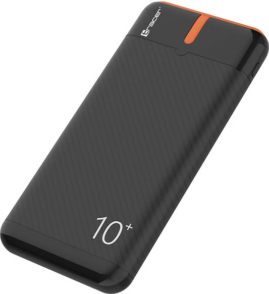Power bank Tracer EnerGo TRABAT47513 10000mAh 37Wh 5V 2A 3 porta 2x USB-A 1x USB-C kabllo USB-C në USB-C e përfshirë, black-orange