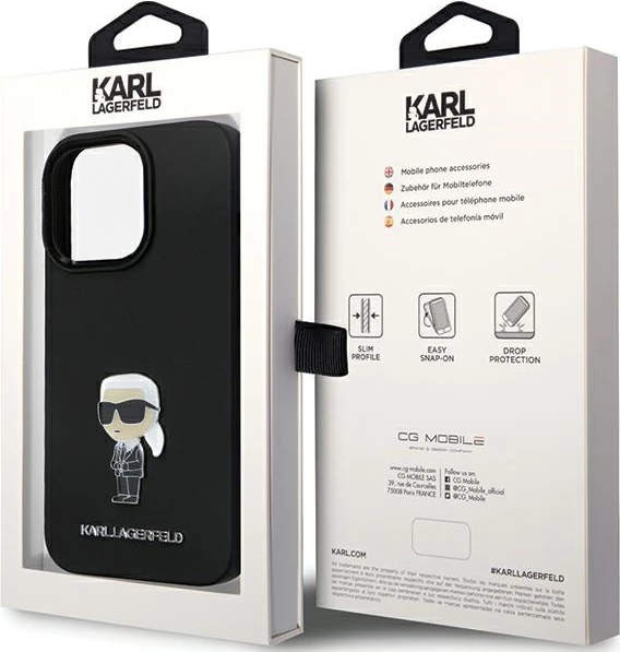 Mbështjellës Karl Lagerfeld KLHCP14LSMHKNPK për iPhone 14 Pro, silikon, i zi