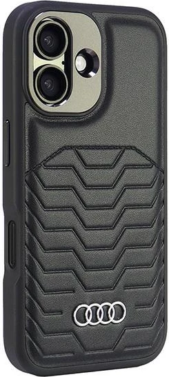 Mbështjellës Audi Synthetic Leather MagSafe për iPhone 16 6.1", i zi, hardcase