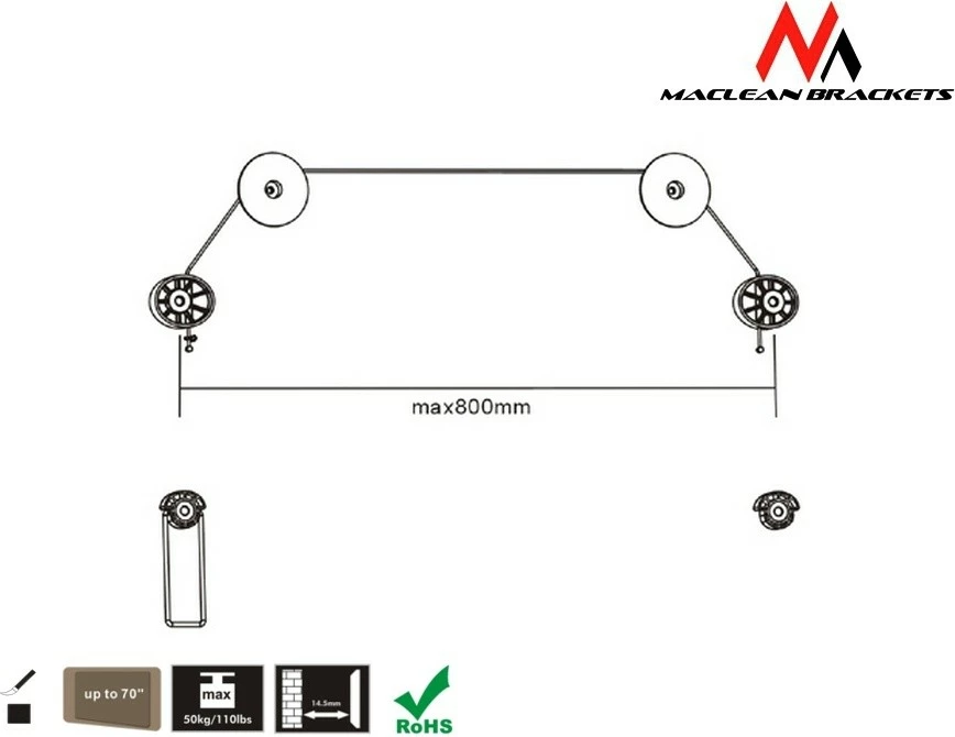 Mbajtëse muri për TV Maclean mc-557b, 37-75 inç, e zezë/gri