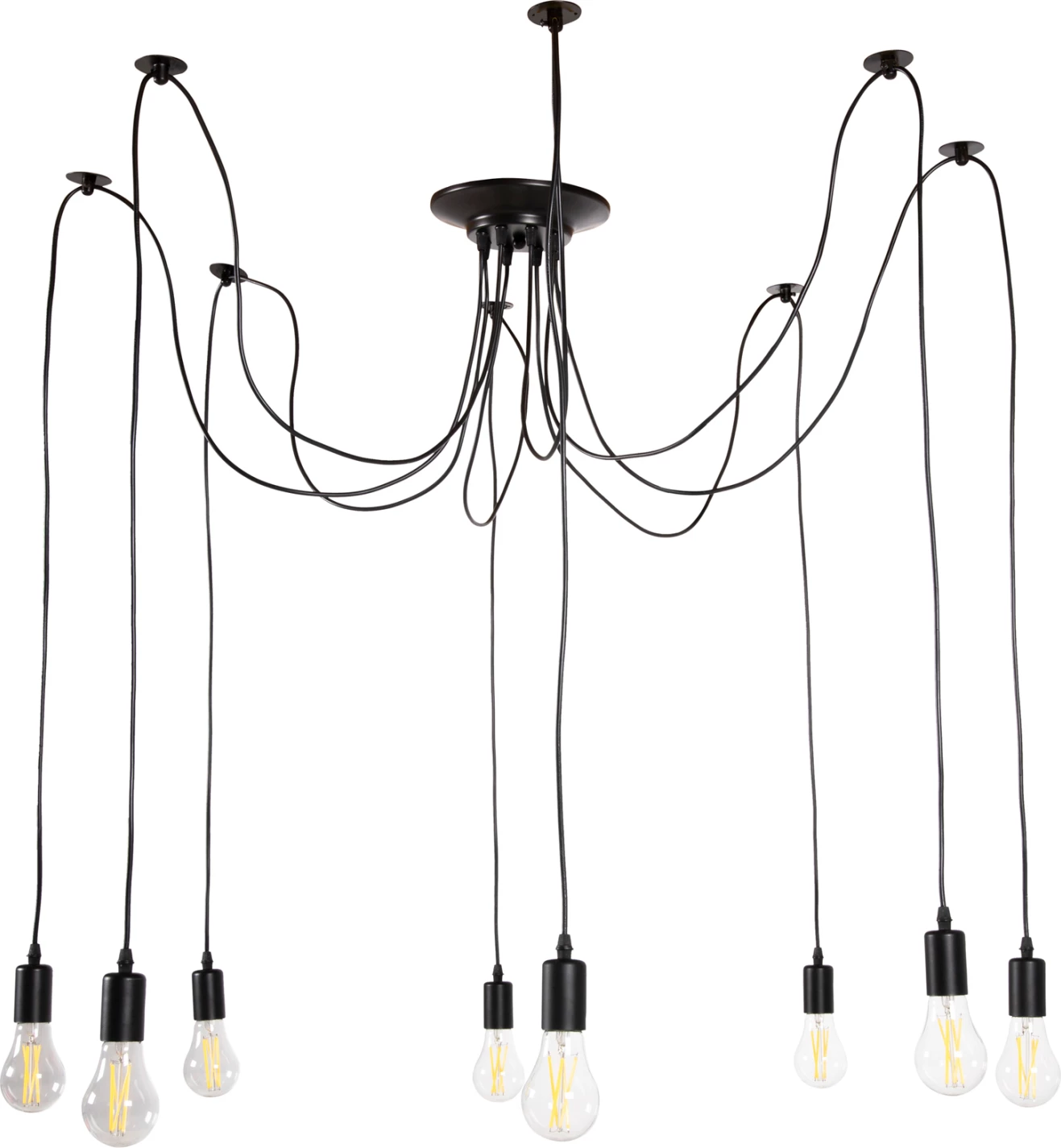 Llambadar tavani 8-drita FH4176 metal i zi-kabllo të zeza Φ100x180Hcm