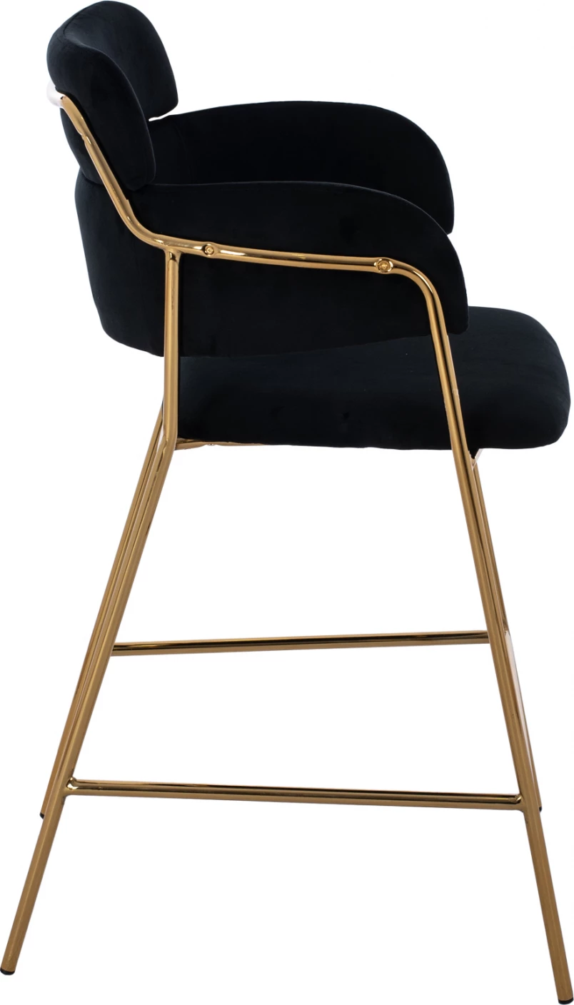 Karrige mesatare për bar, FH8735.04, kadife e zezë, kornizë e artë, 54x58x95 cm., set prej 2 copë