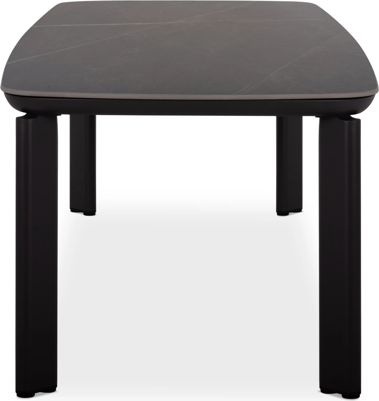 Tavolinë e madhe për jashtë, alumini ngjyrë gri e errët, sipërfaqe prej guri të sinterizuar, 240x100x76 cm