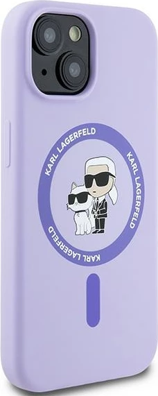 Mbështjellës Karl Lagerfeld Silicone Karl&Choupette Heads Ring MagSafe për iPhone 15, Violet