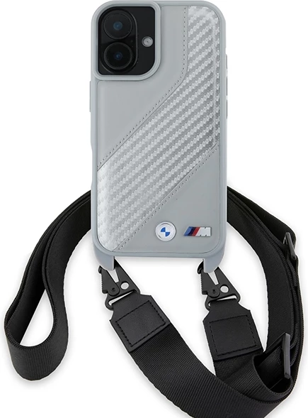 Mbështjellës BMW M Edition Carbon Stripe & Strap për iPhone 16, Gri