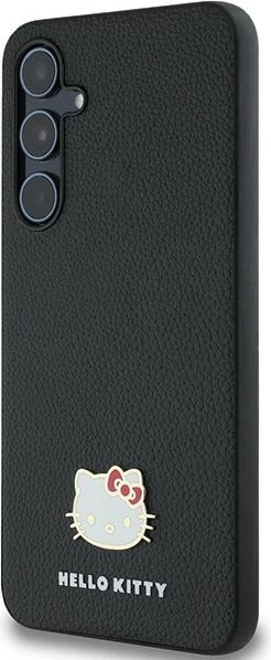 Mbështjellës Hello Kitty Metal Logo Kitty Head për Samsung Galaxy A55, i zi