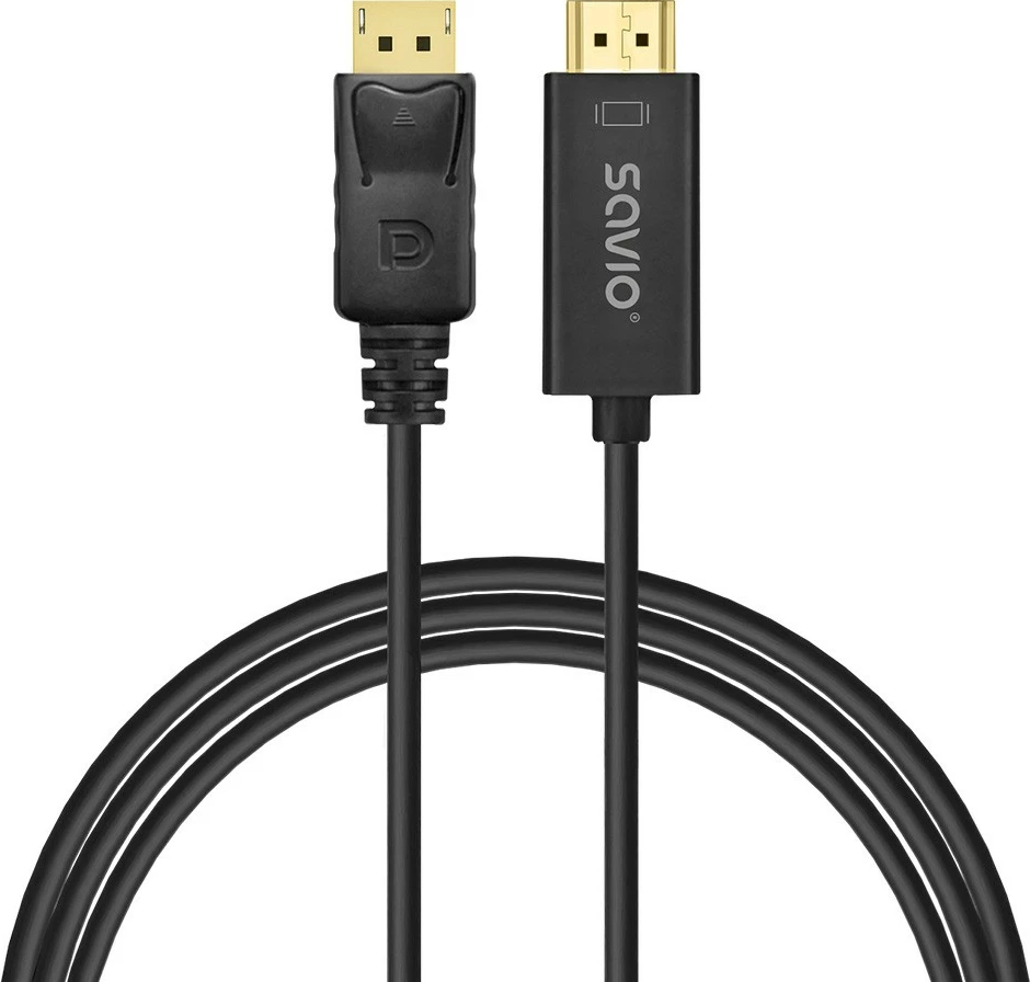 Kabllo adapter Savio CL-183 DisplayPort në HDMI, 1.5m, e zezë