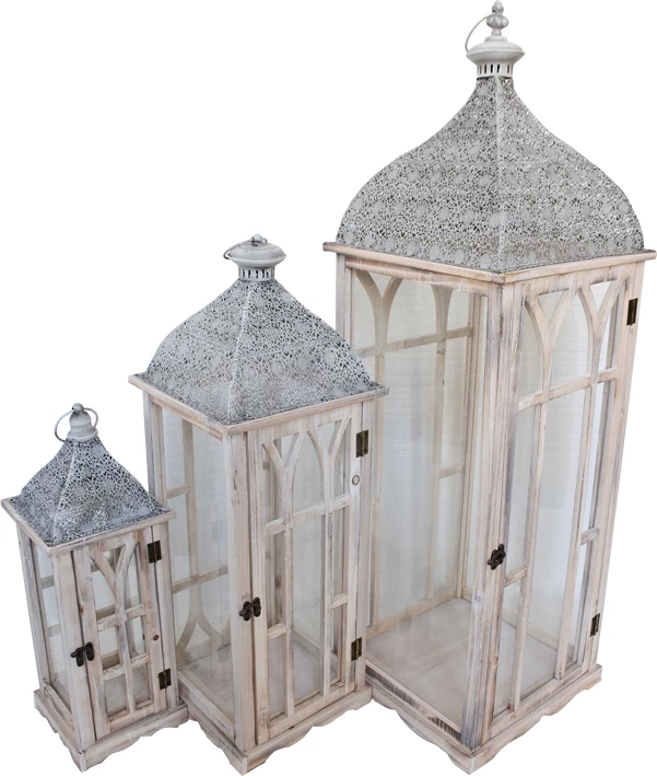 Fenerë dekorativë Danny Inart set prej 3 copash, alumini, ngjyrë natyrale