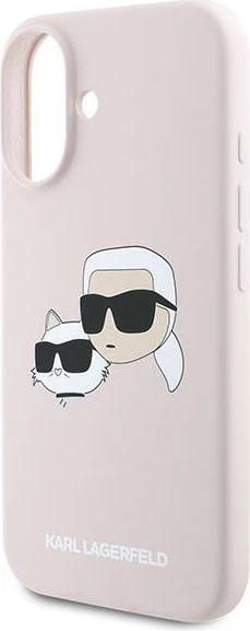 Mbështjellës Karl Lagerfeld Silicone Case Heads Print MagSafe për iPhone 16 Plus, Rozë