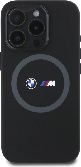 Mbështjellës BMW M për iPhone 16 Pro Max, silikon, MagSafe, zi