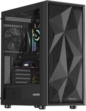 Kasë Natec Genesis Diaxid 605F, Midi Tower, ATX, USB-C, e zezë