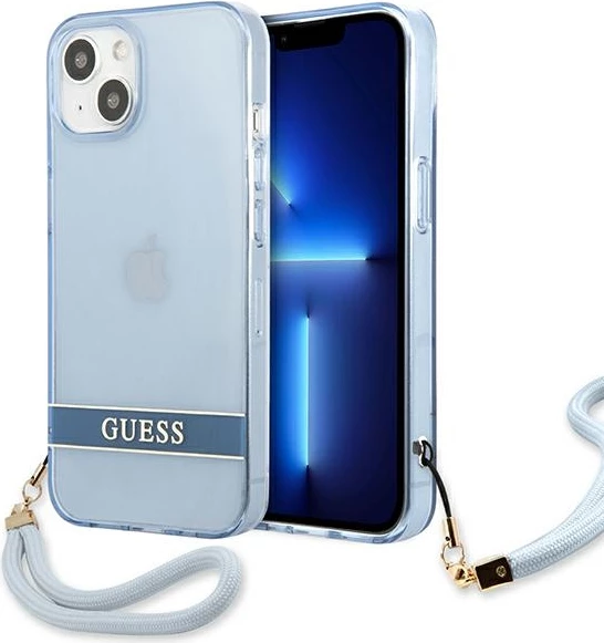 Mbështjellës Guess GUHCP13MHTSGSB për iPhone 13 6.1", Translucent Stap, kaltër