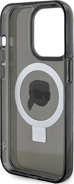 Mbështjellës Karl Lagerfeld KLHMP15XHMRSKHK për iPhone 15 Pro Max 6.7", me unazë MagSafe, zi