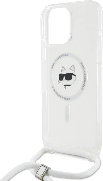 Mbështjellës Karl Lagerfeld IML Choupette Head & Cord MagSafe për iPhone 16 Pro Max, Transparent