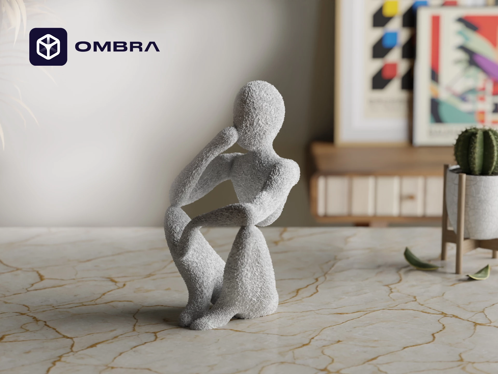 Statujë "Thinker" Dekorative dhe Kreative, e bardhë