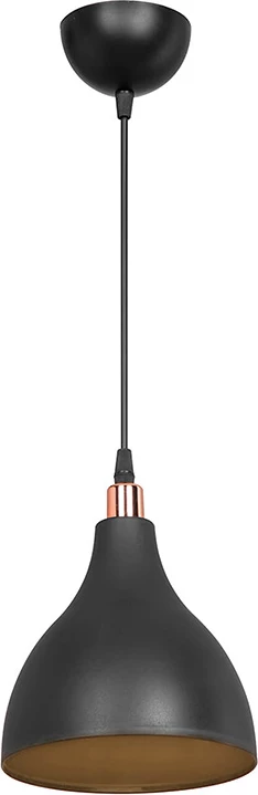 Llambë tavani Lofty, e zezë me detaje të arta, E27, 18x22cm