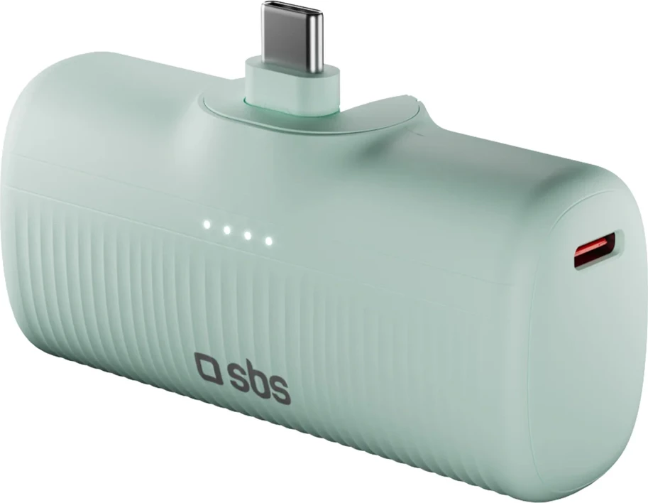 Powerbank SBS EcoPower 5000 mAh, USB-C, 10W, Gjelbër