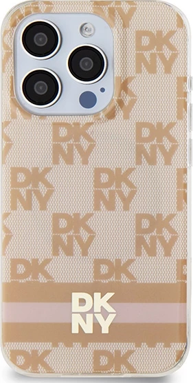 Mbështjellës DKNY IML Checkered Mono Pattern & Printed Stripes MagSafe për iPhone 15 Pro, rozë