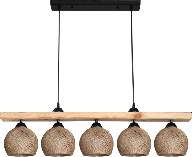 Llambë tavanore pesë-dritëshe Salote E27, ngjyrë kafe-natyrale, 100x18x24cm