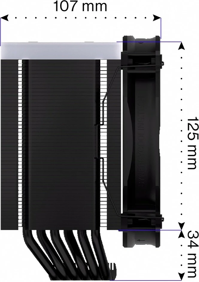 Ftohës CPU Endorfy Fortis 5 Black ARGB EY3A014, me ndriçim ARGB, i zi