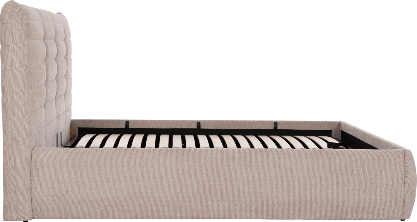 Krevat dopio SANDRA, stof bezhë, me hapësirë për depo, FH732.03, për dyshek 160x200cm