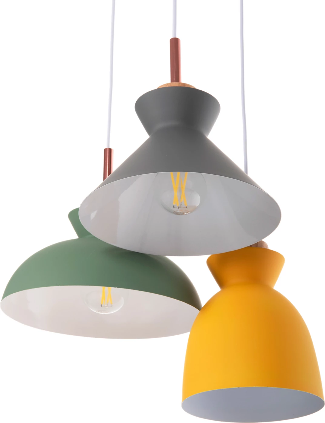 Llambë tavanore varëse FH4141, 3 drita, metal-dru, 3 ngjyra, 105H cm