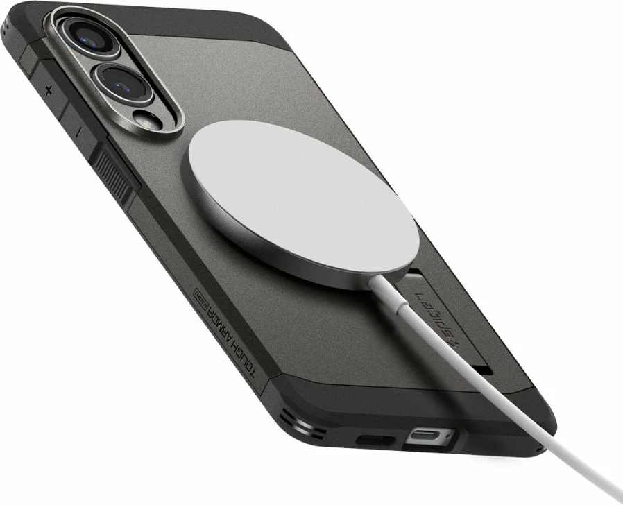 Mbështjellës Spigen Tough Armor MagSafe për Samsung Galaxy S25 Edge, Gri/Zi