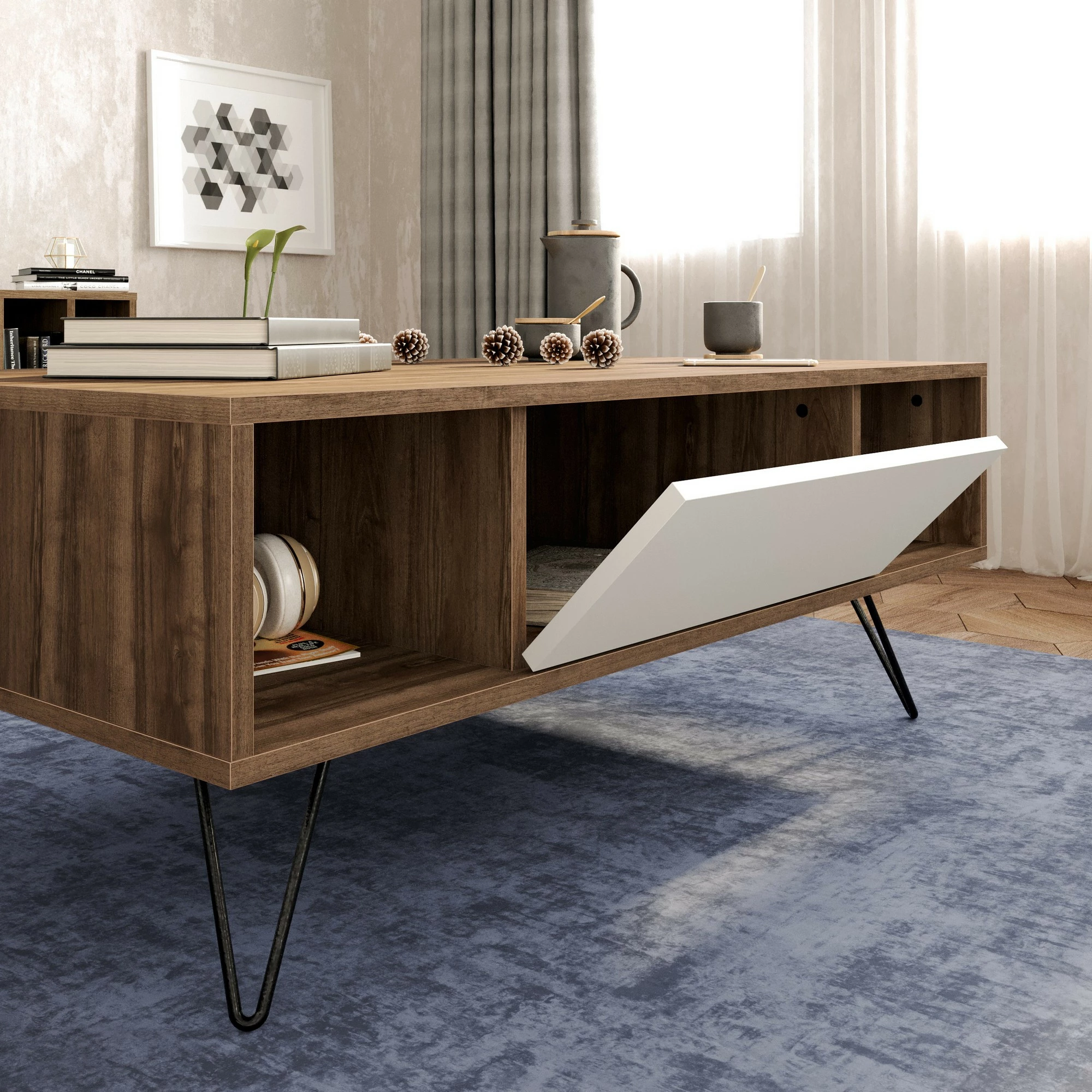 Tavolinë kafeje Hanah Home, Mistico, ngjyrë arre dhe e bardhë