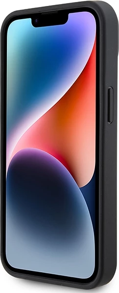 Mbështjellës Mercedes AMG Leather Debossed Lines për iPhone 15 Plus, i zi