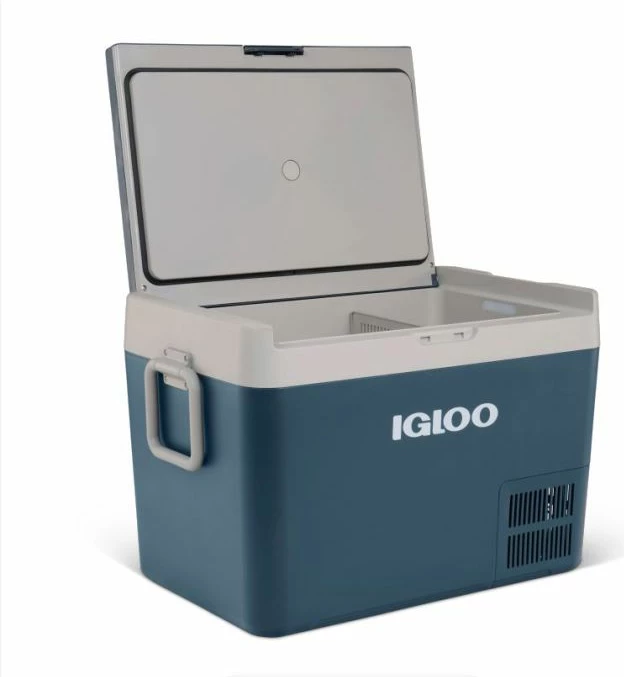 Frigorifer portativ elektrik (cooler chest) IGLOO ICF60 59L 12/24V DC & 110-240V AC, blu rugged/mist