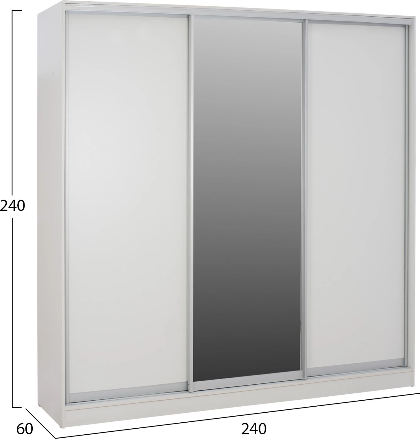 Dollap rrëshqitës me 3 dyer, ngjyrë e bardhë, FH2462.03, 240x60x240 cm