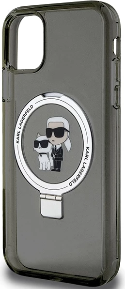 Mbështjellës Karl Lagerfeld Ring Stand Karl&Choupette MagSafe për iPhone 11/XR, e zezë