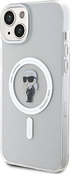 Mbështjellës Karl Lagerfeld IML Ikonik MagSafe për iPhone 15 Plus, transparent