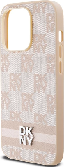 Mbështjellës DKNY Checkered Mono Pattern & Printed Stripes për iPhone 14 Pro, rozë