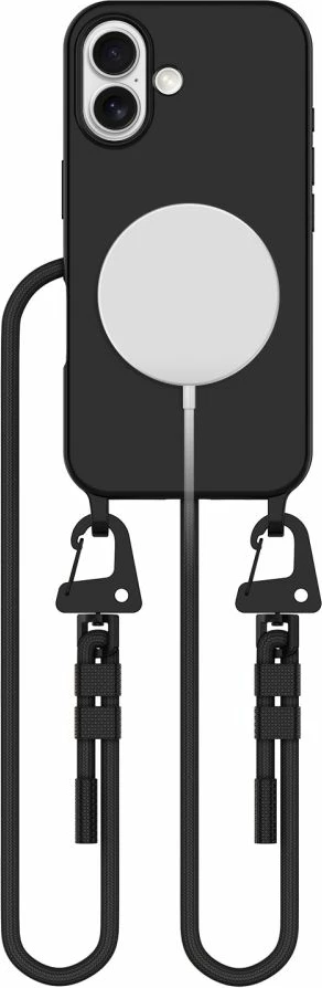 Mbështjellës Tech-Protect Magnecklace për iPhone 16, MagSafe, i zi me litar