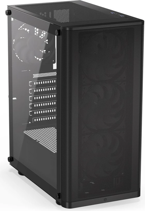 Kasë Endorfy Ventum 200 ARGB, ATX, 4 ventilatorë ARGB, xham i temperuar, e zezë