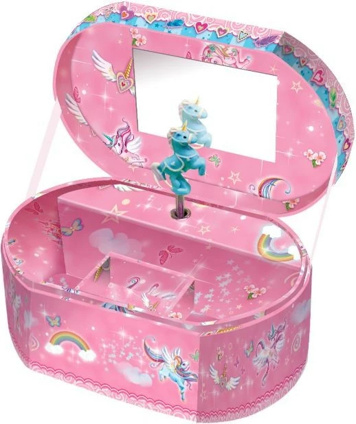 Kuti muzikore Pulio Pecoware Musical Box Oval Unicorn, dekorative, rozë