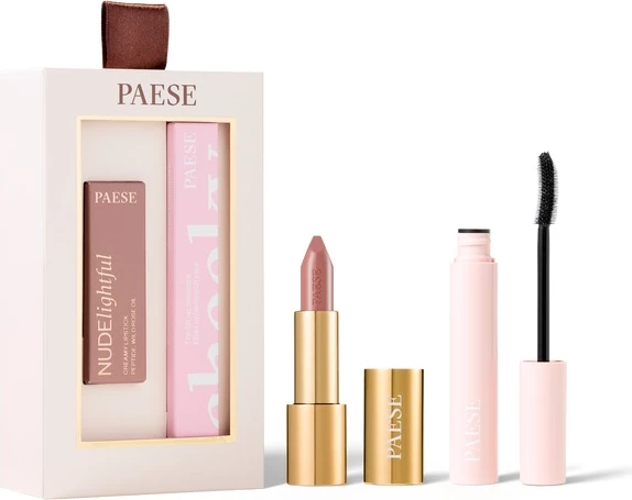 Mascara dhe Buzëkuq Paese Cheeky Nude Look për femra, Black / 400 Beige Marshmallow, 2 copë