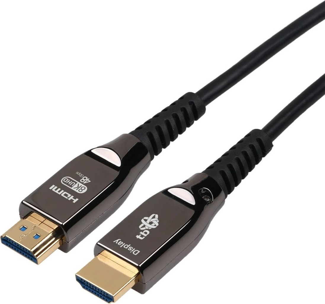 Kabllo HDMI 2.1, TB, AKTBXVHFO2115MB, 15 m, 8K 48 Gbps, konektorë Type A M-M, kontakte të arta, optike, e zezë