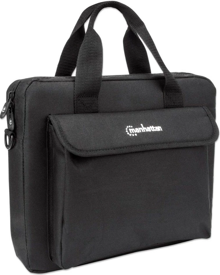 Çantë laptopi Manhattan London 12.5 inç, messenger, xhep për aksesorë, e zezë