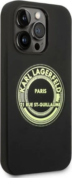 Mbështjellës Karl Lagerfeld Silicone RSG për iPhone 14 Pro, i zi