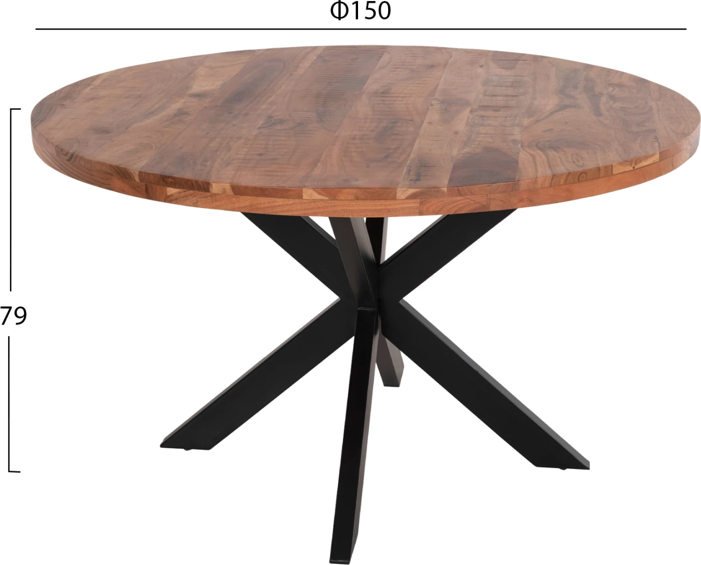 Tavolinë e rrumbullakët për ngrënie MONTANA SUPERIOR, dru akacie, FH9904, 4cm, Φ150Χ79Hcm